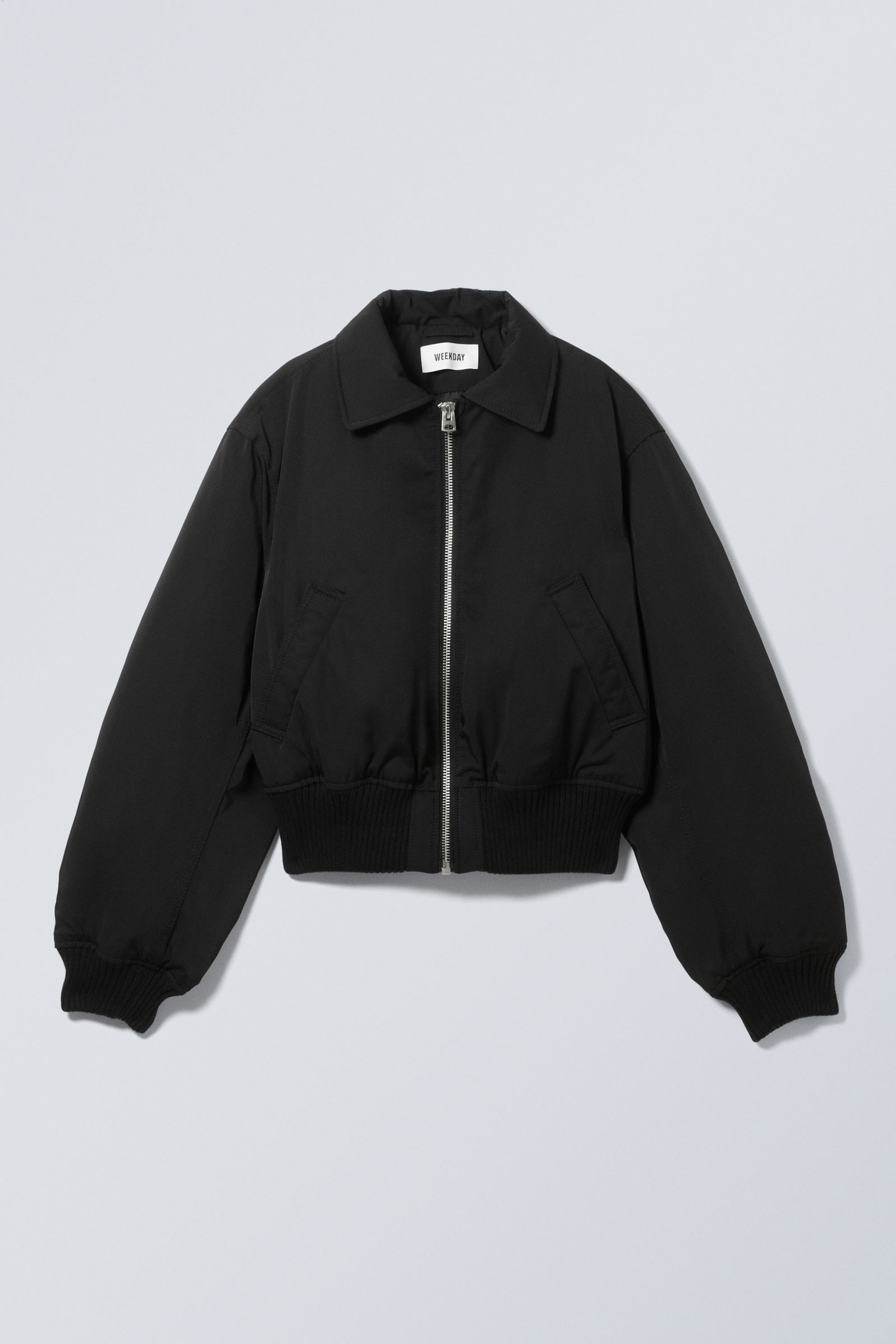 Black - Padded Bomber Jacket - 2