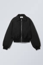 Black - Padded Bomber Jacket - 2