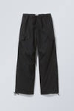 Black - Parachute Loose Cargo Trousers - 0