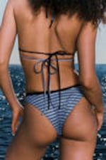 Black & Blue Stripe - 2-pack Mini Brazilian Bikini Bottoms - 2