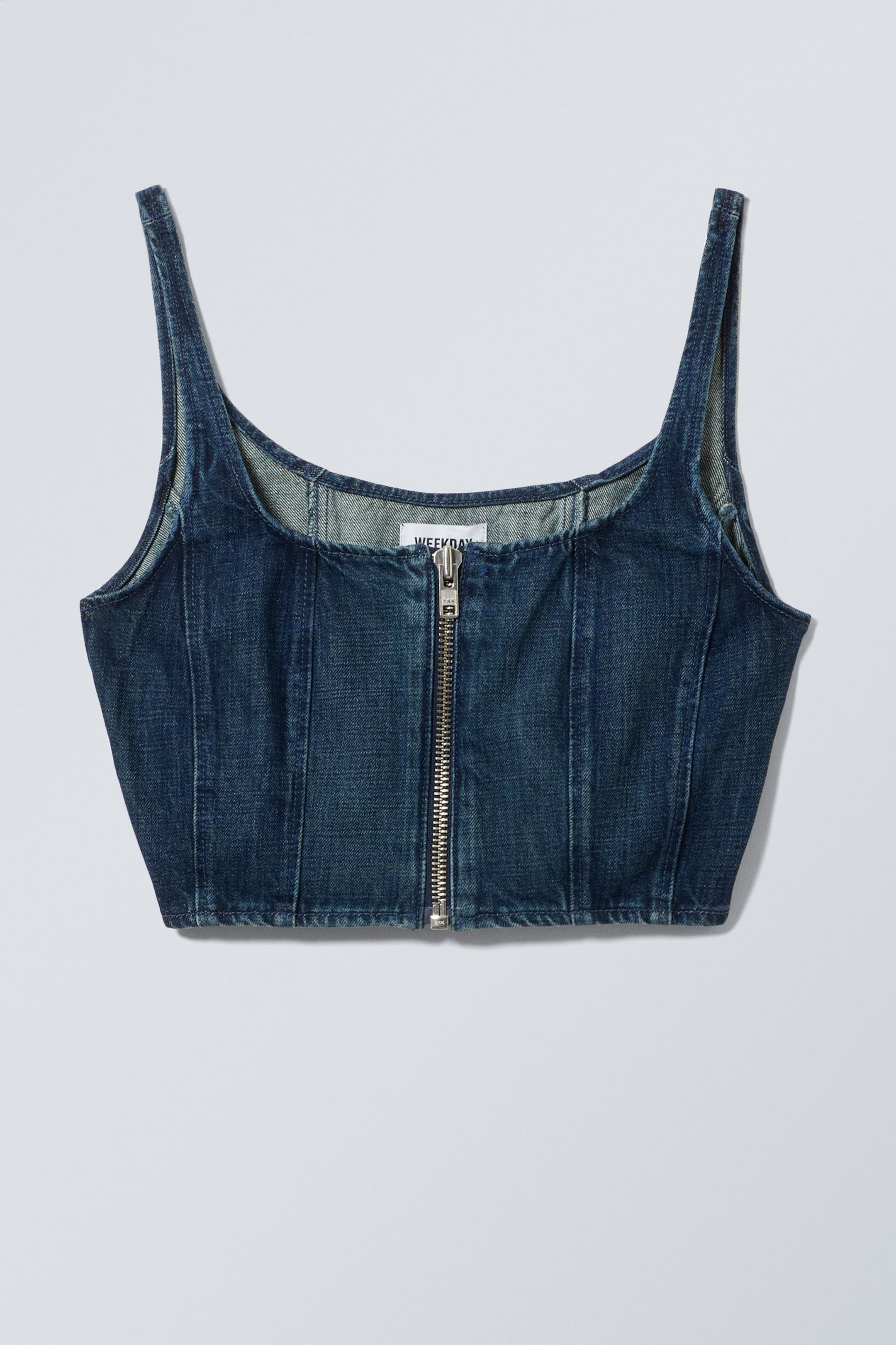 Sapphire Blue - Cropped Denim Zip Top - 0