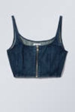 Sapphire Blue - Cropped Denim Zip Top - 0