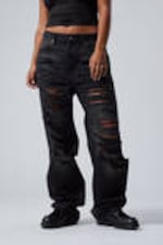 Distressed Black - Galaxy Loose Straight Distressed Jeans - 2