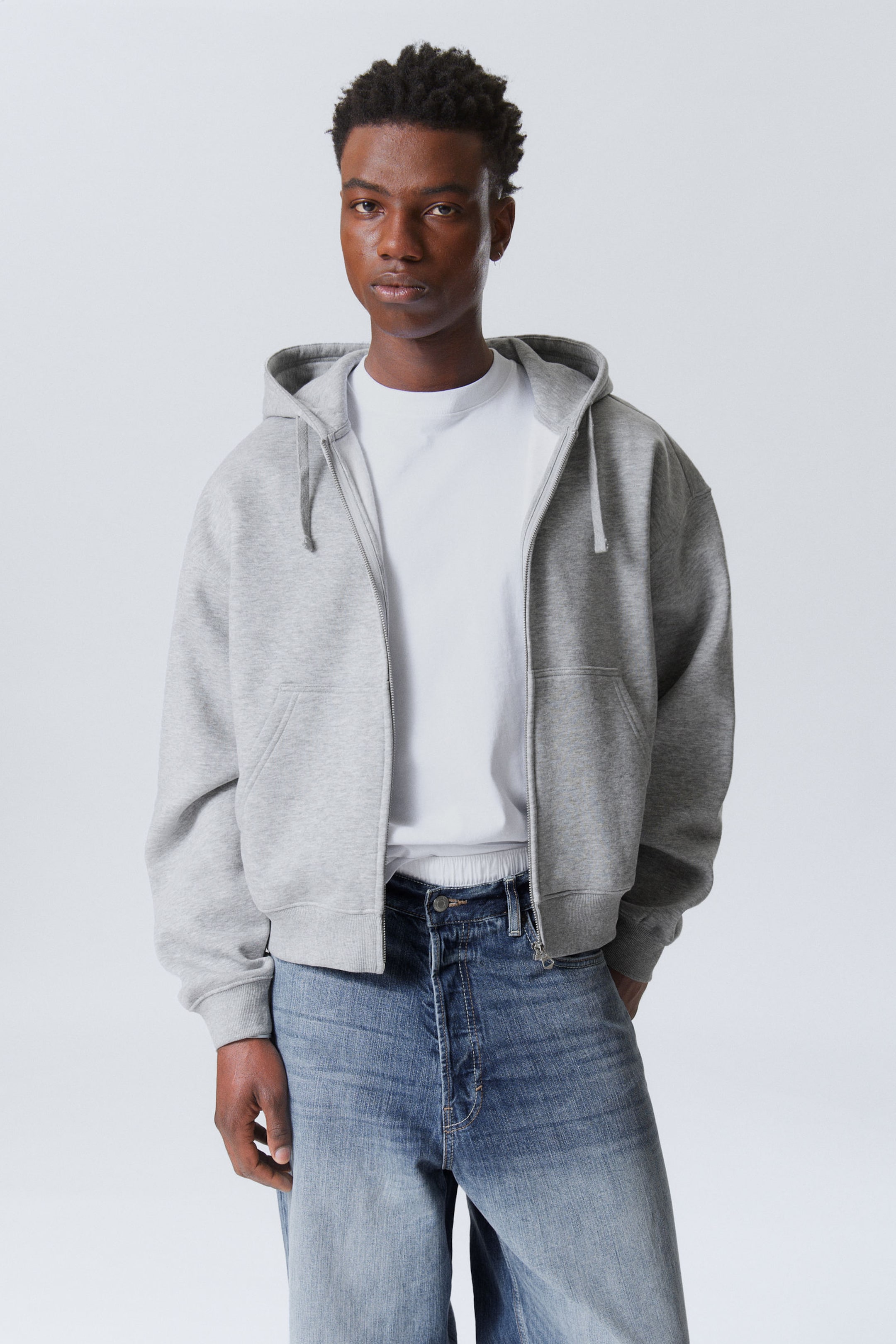 #A5A5A5 - Boxy Midweight Zip Hoodie - 1