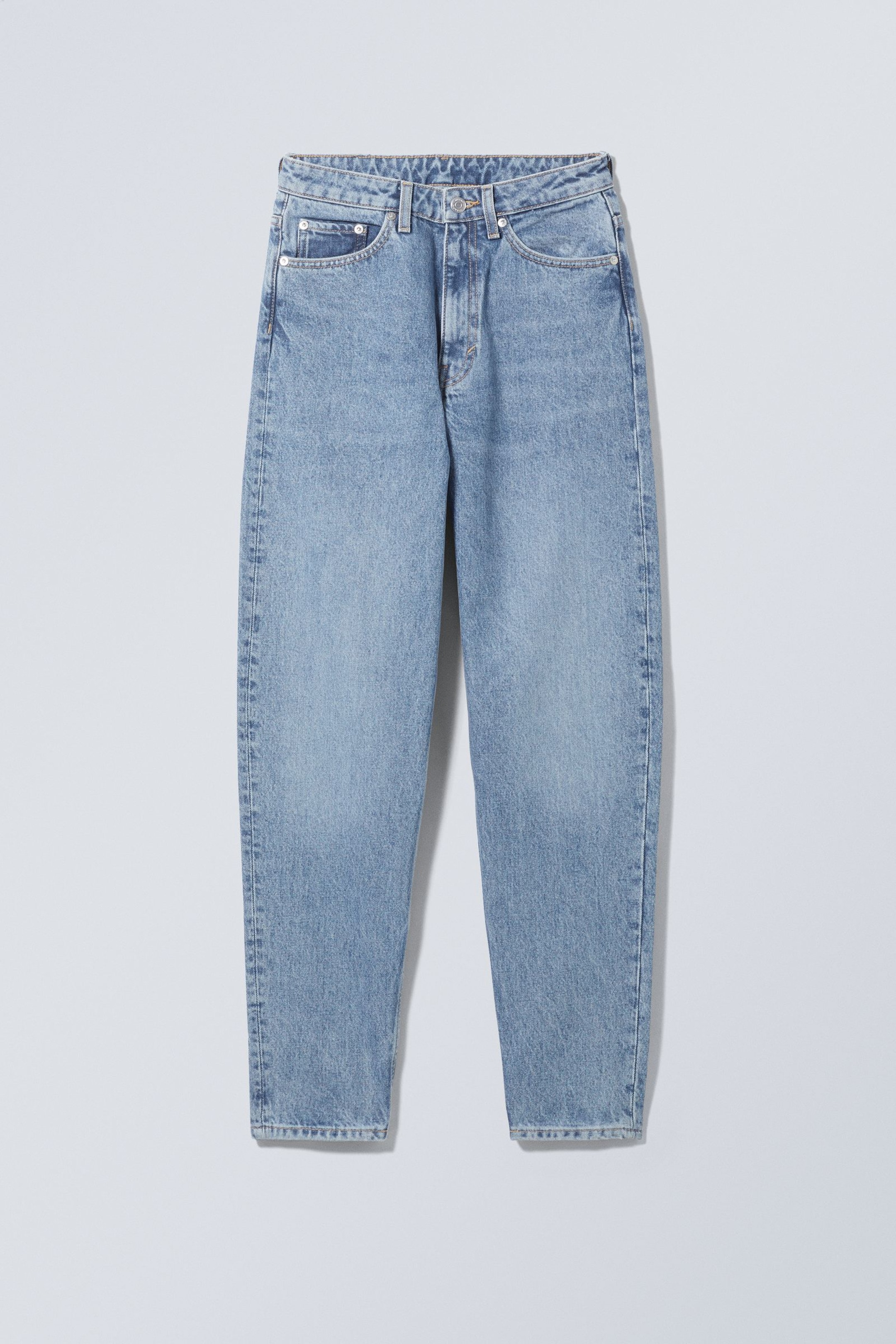 Hanson Blue - Mellanblå - Lash High Waist Regular Tapered Leg Jeans - 0