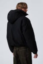 Black - Padded Hooded Puffer Jacket - 3