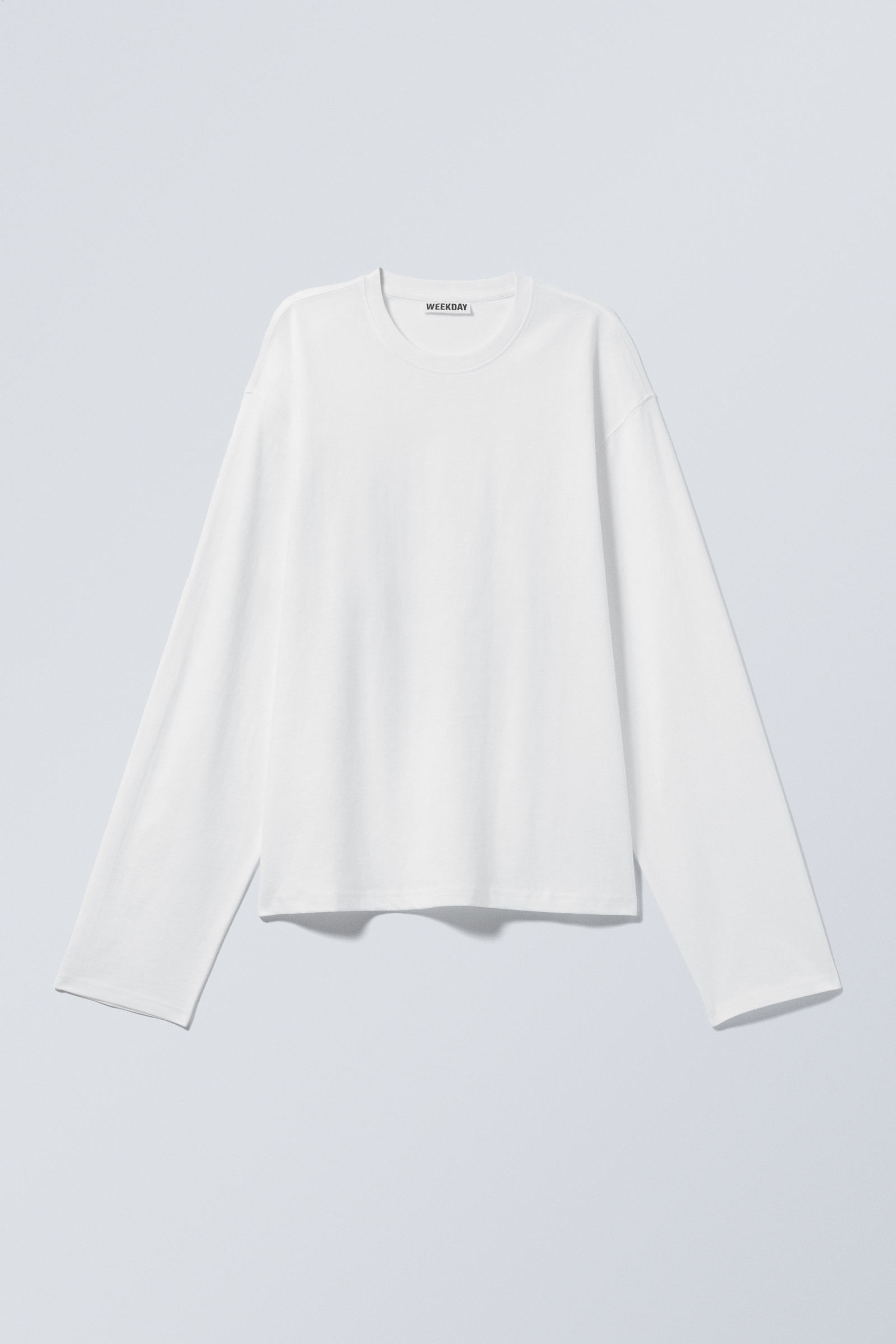 long-sleeved boxy cotton t-shirt - White | Weekday GB