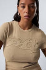 Dusty Beige - Fitted Printed T-shirt - 1