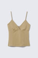 Beige - V-neck Cotton Singlet - 3