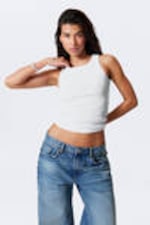 White - Fitted Rib Tank Top - 1