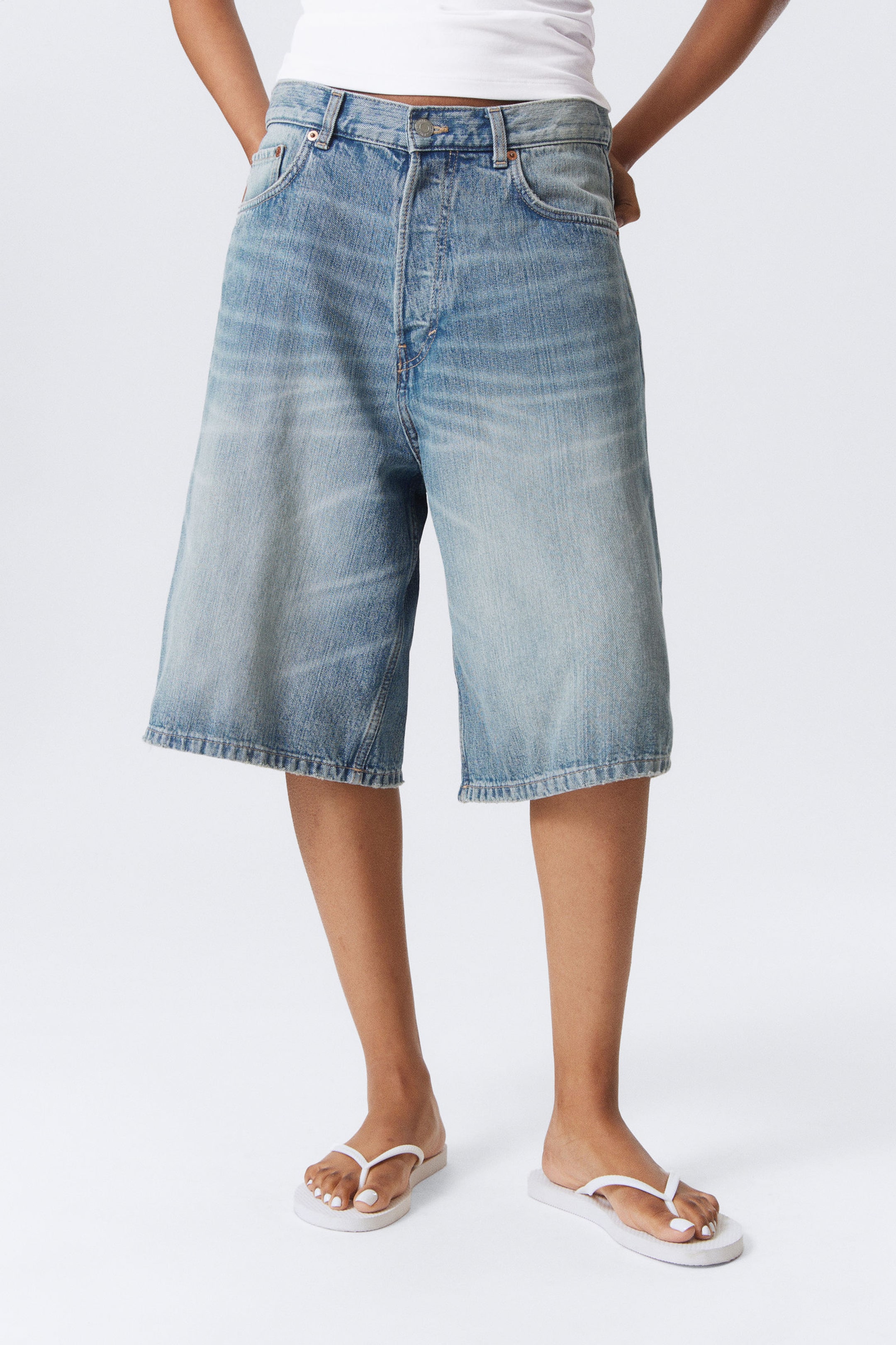 Blue Stream - Medium Blue - Astro Denim Loose Baggy Shorts - 2