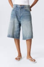 Blue Stream - Medium Blue - Astro Denim Loose Baggy Shorts - 2