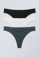 Dark Turquoise, White, Black - 3-pack Cat Soft Thong - 0