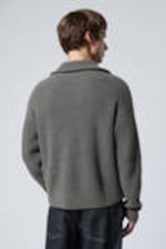 Dark Grey - Wool-Blend Half-Zip Turtleneck Sweater - 2