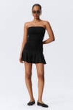 Schwarz - Gerafftes Tube-Minikleid - 0