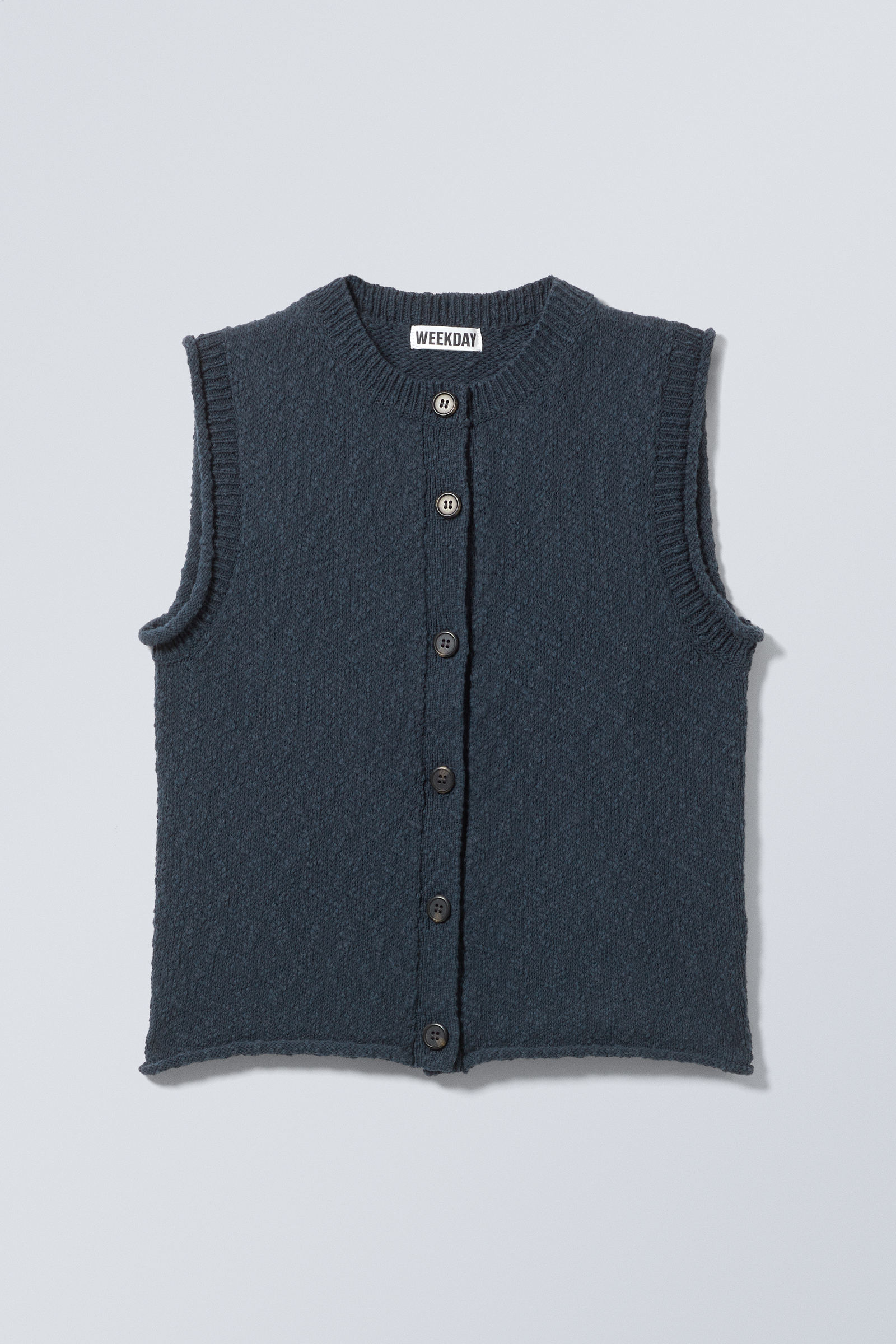 knitted single-breasted vest - Dark Navy Blue | Weekday EU