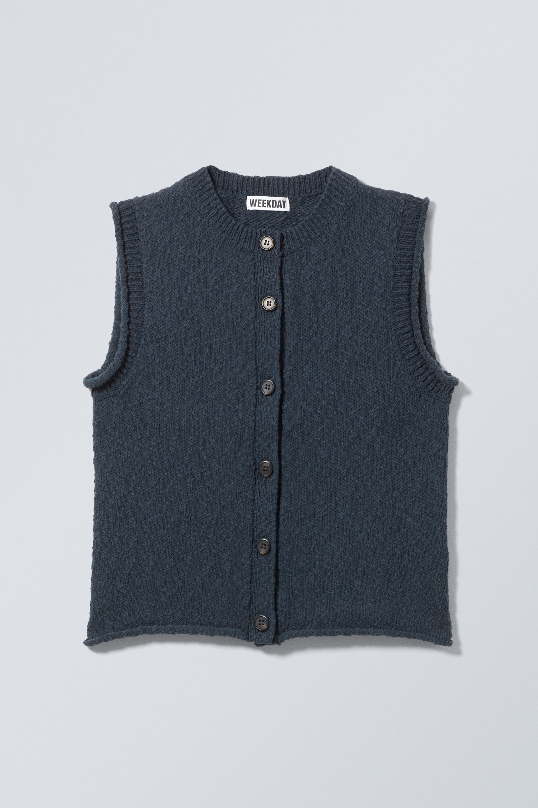 Dunkles Marineblau - Knitted SingleBreasted Vest - 2