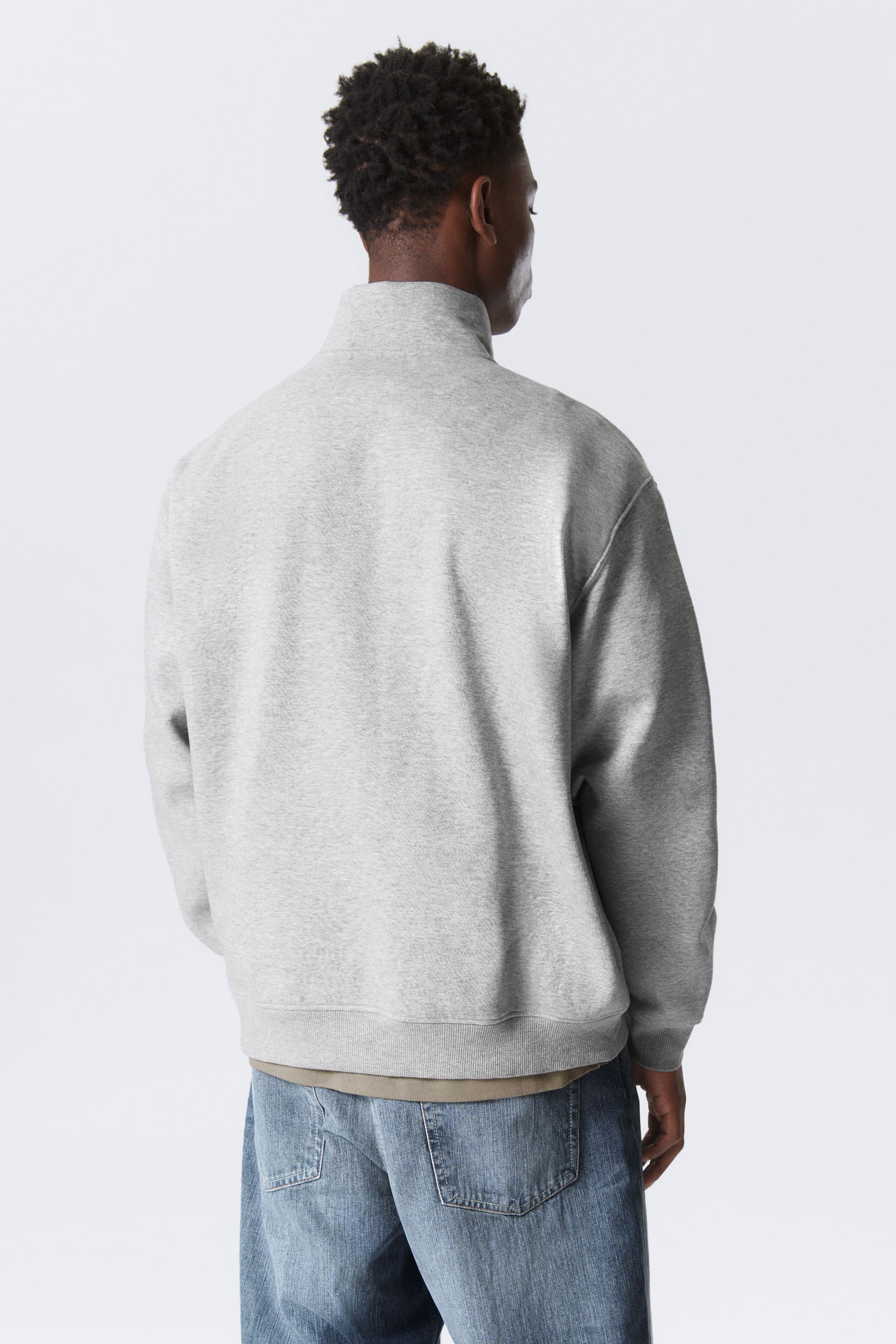 Light Grey - Relaxed Heavy Half Zip Sweater - 2