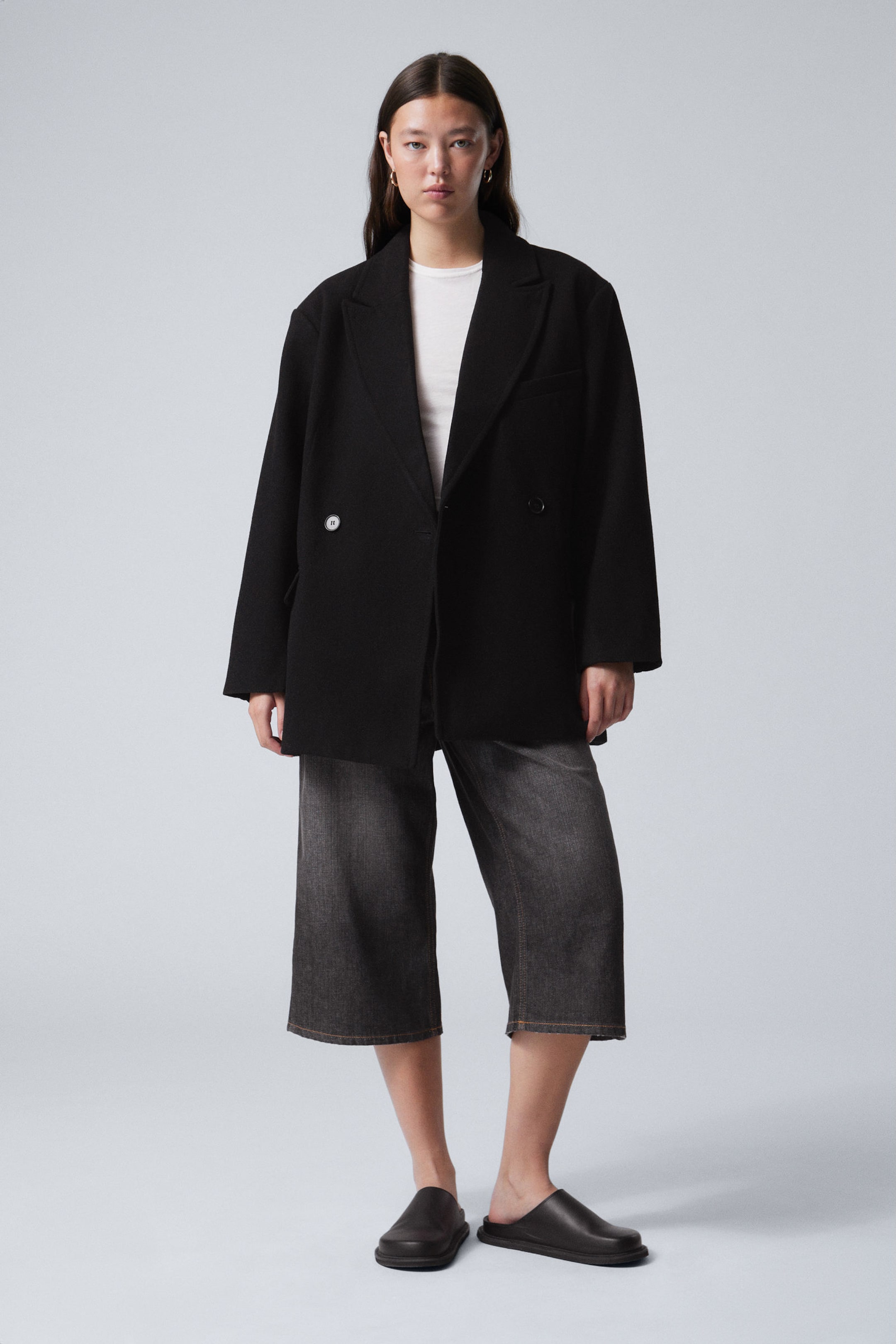 Black - Carla Oversized Wool Blend Jacket - 1