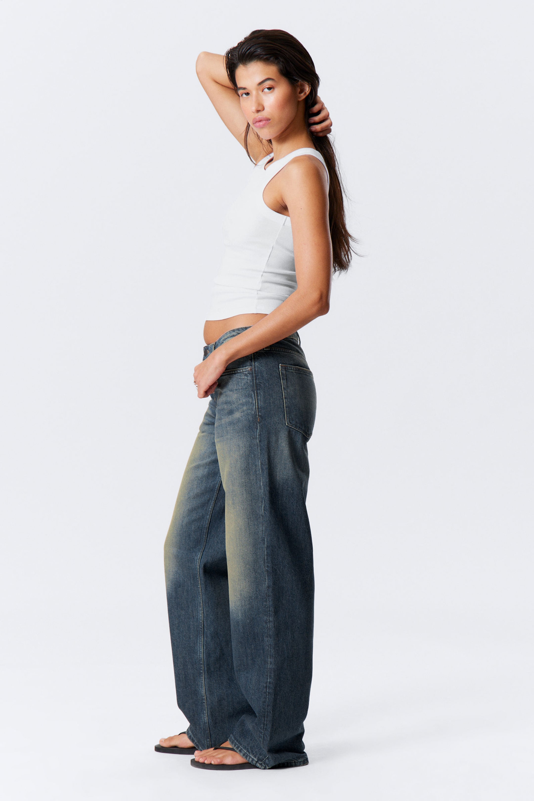 Baltic Blue - Dark Blue - Ample Low Rise Loose Wide Leg Jeans - 2