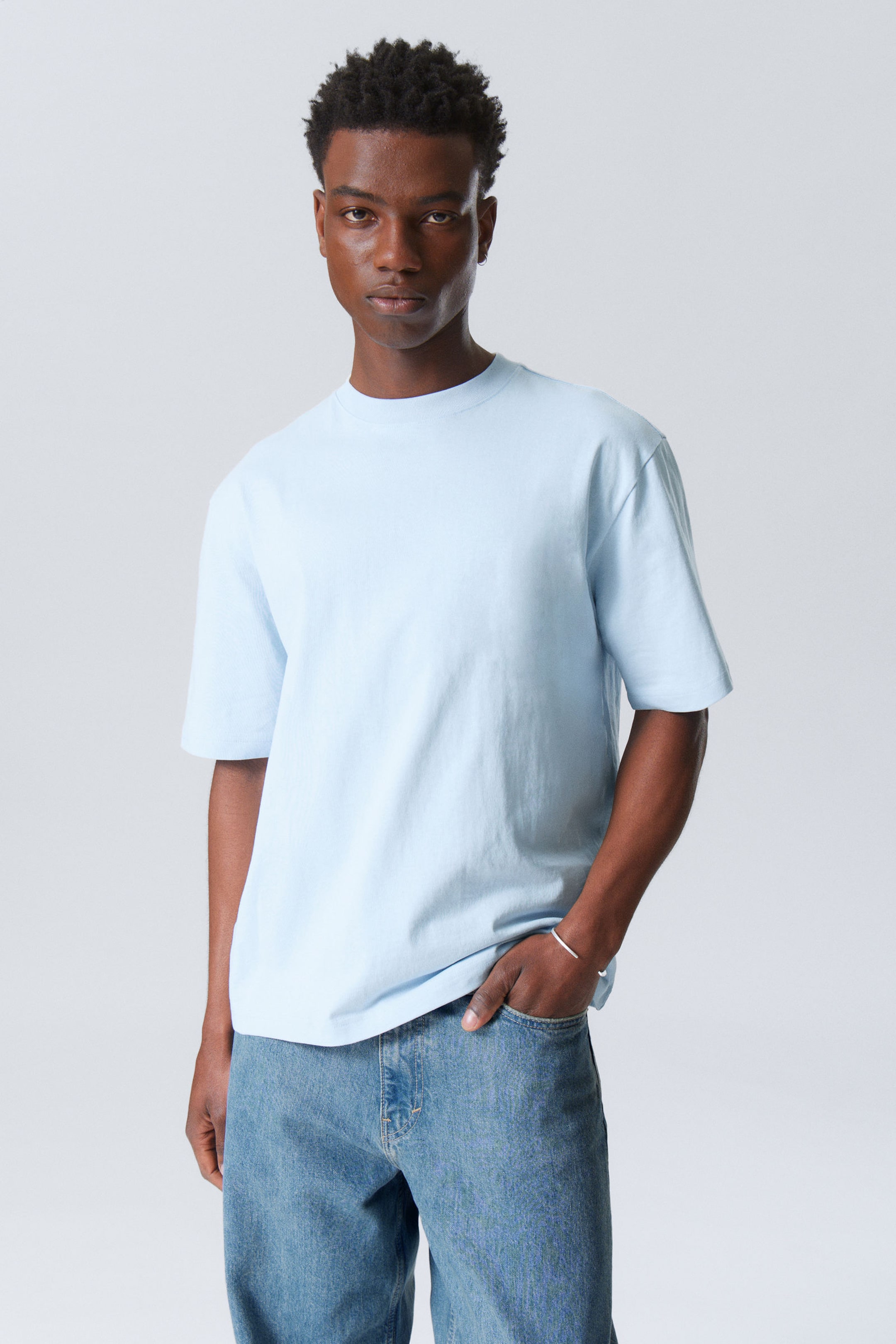 #BBCBDF - Relaxed Fit Short-Sleeved Cotton T-shirt - 1