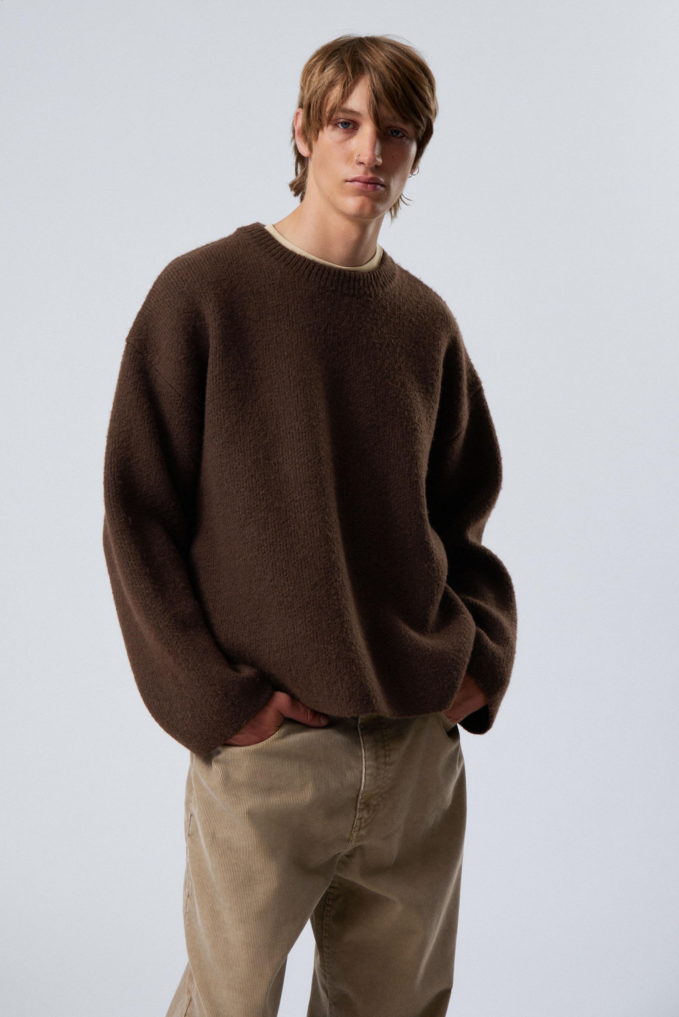 #4B423C - Teo Oversized Wool Blend Knit Sweater - 1