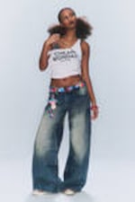 #4C5164 - Poser Regular Waist Loose Wide Jeans
