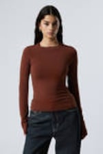 Rust - Long Sleeve Cotton Top - 0