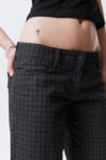 Checked Dark Grey - Checked Knee-Length Cotton Twill Shorts - 2
