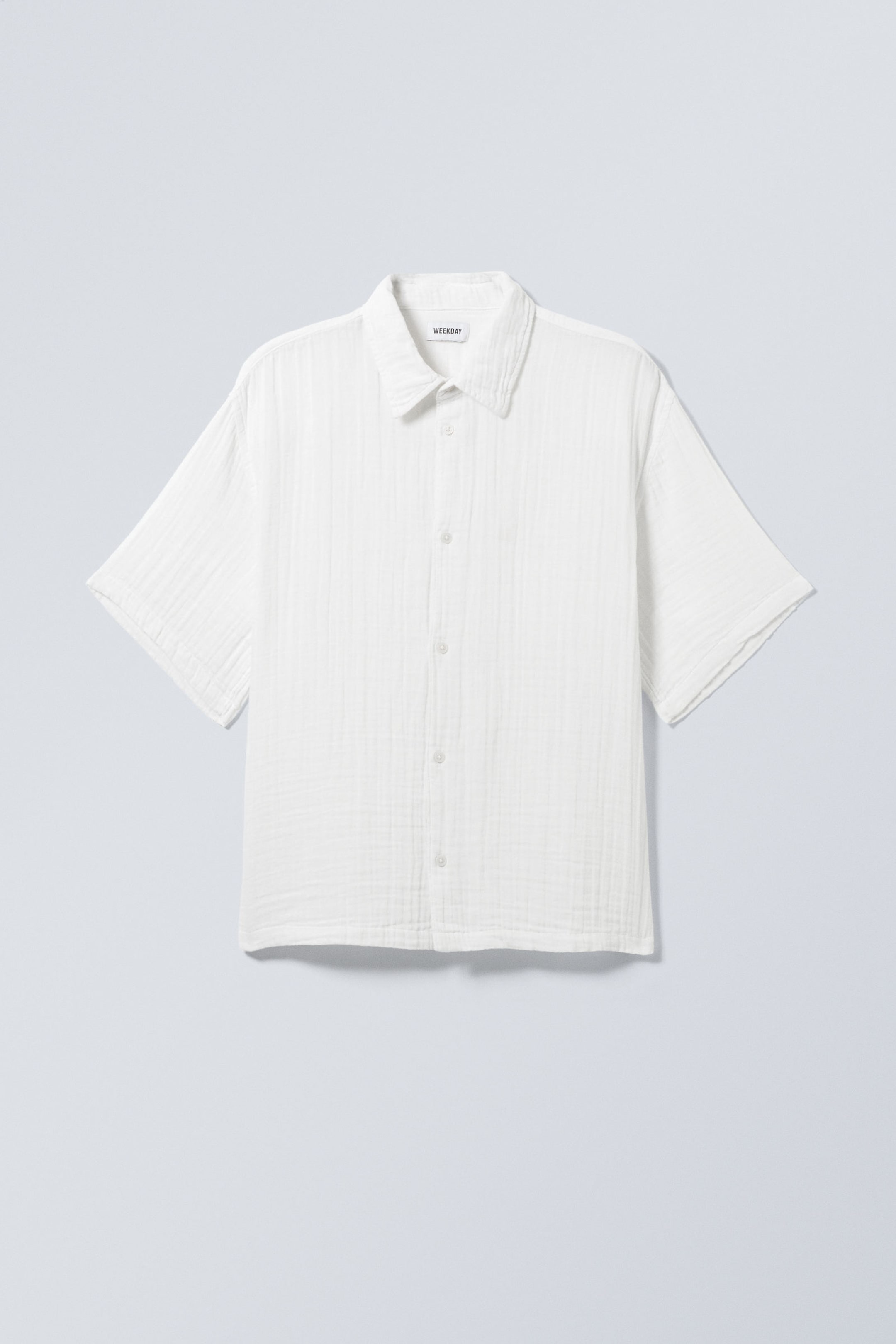 White - Oversized Structured Short Sleeve Shirt - 0