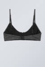 Washed Black - Pointelle Scooped Cotton Bra - 1