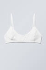 White - Pointelle Scooped Cotton Bra - 0