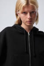 Black - Boxy Heavy Zip Hoodie - 1