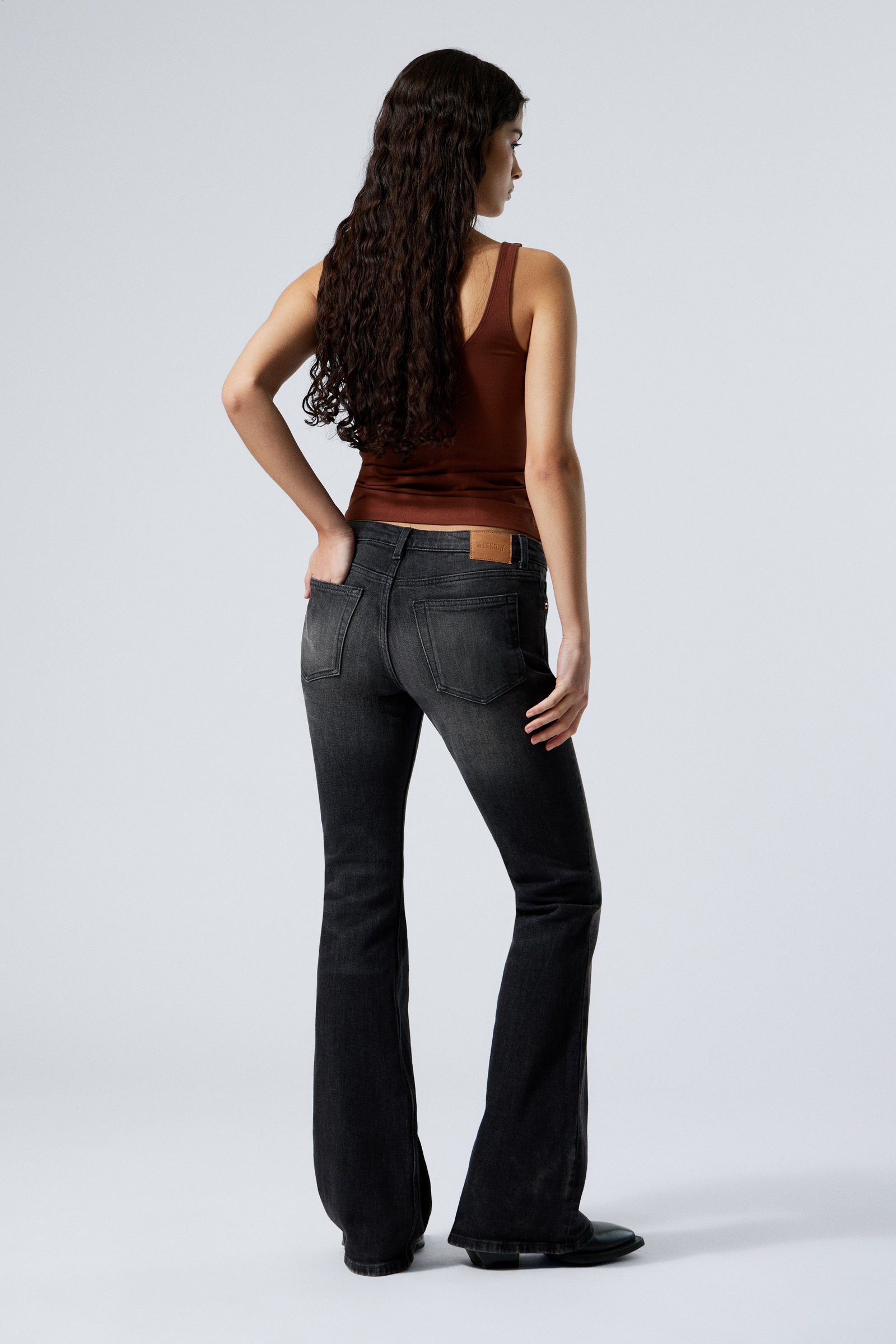 flame low rise slim flared leg jeans - Black Web - Black
