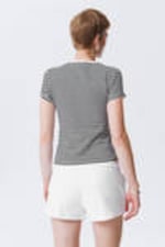 Black & White Stripe - Slim Short-Sleeved Cotton T-shirt - 2
