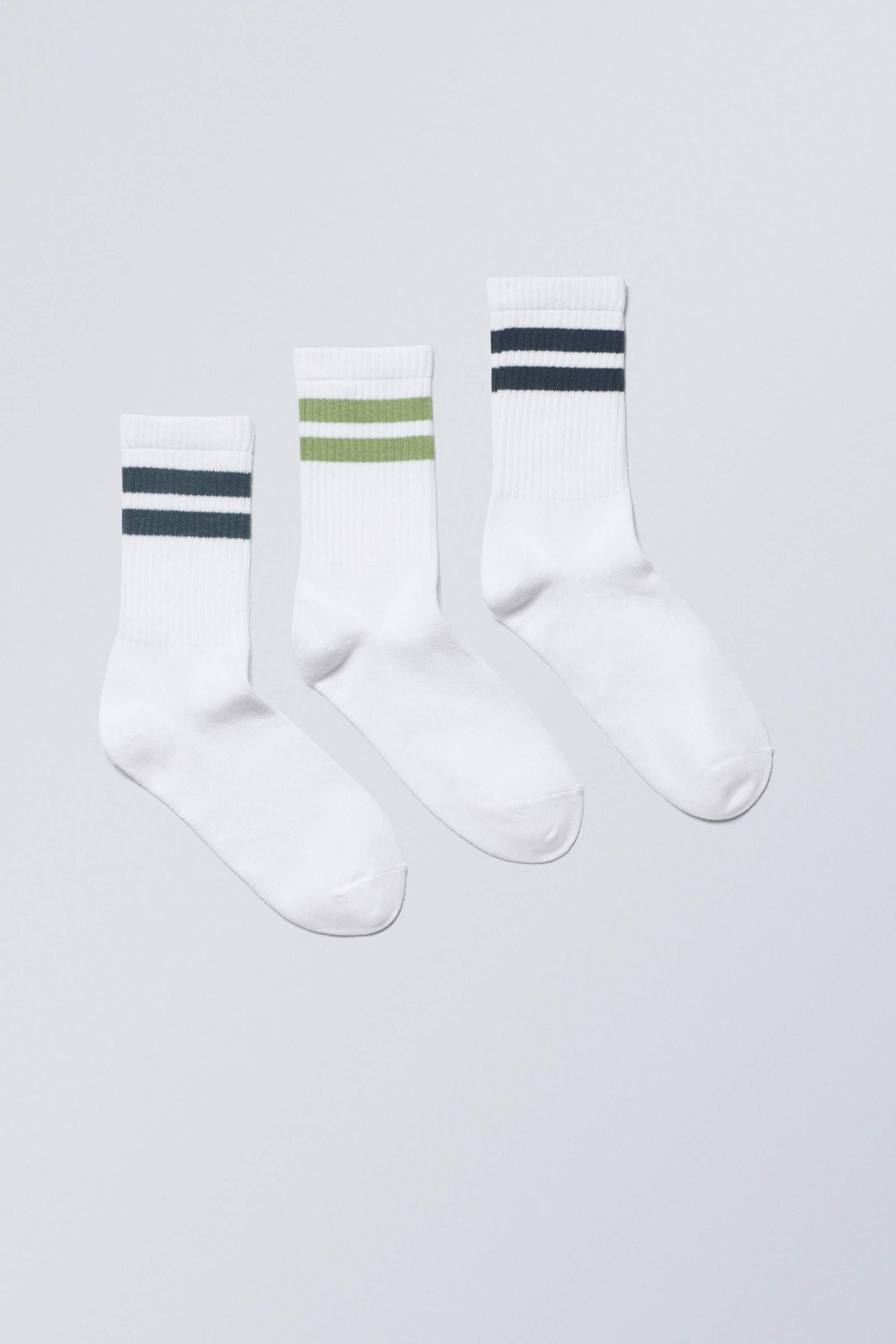 Green Stripe Mix - 3-pack Sport Striped Socks - 0