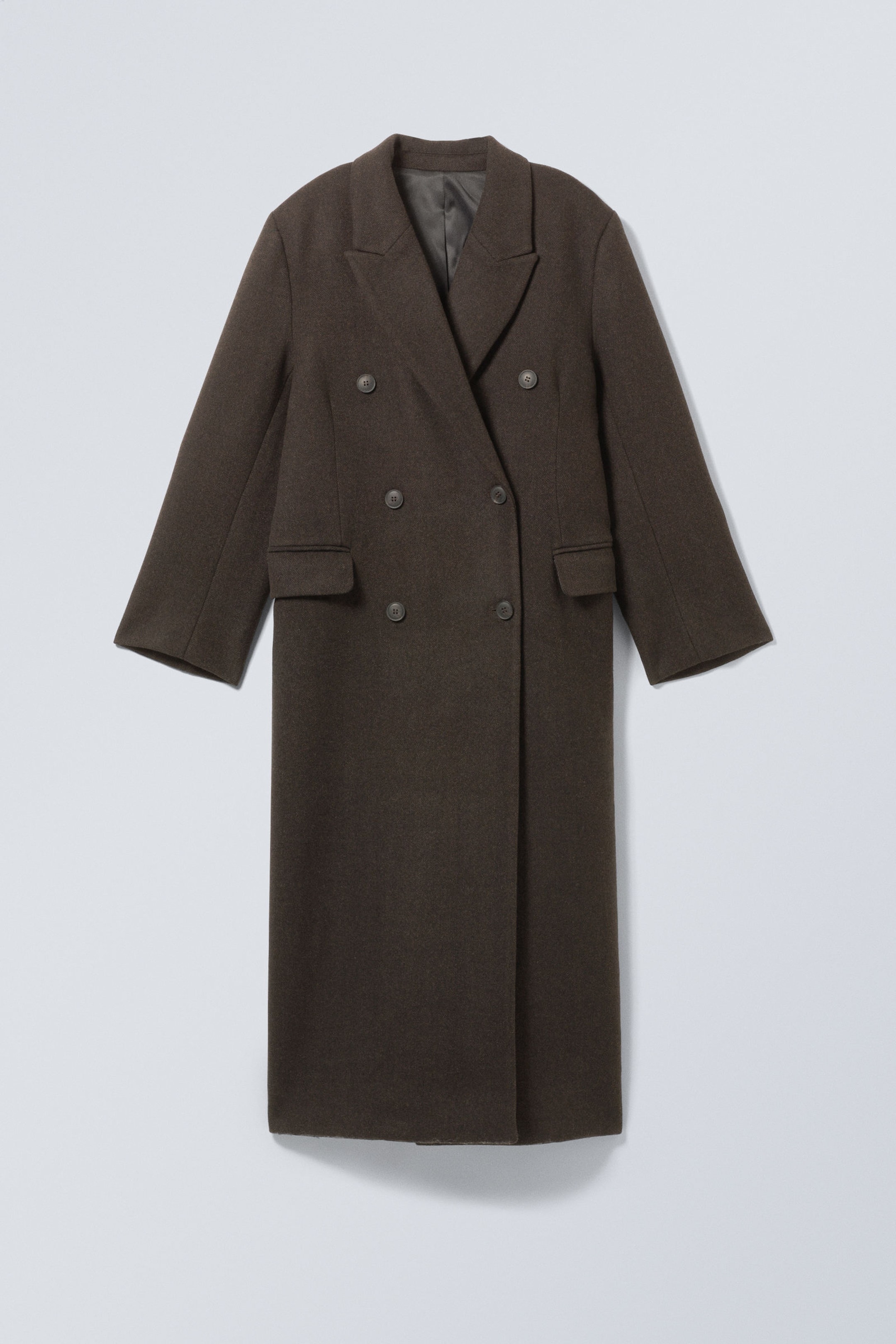 Dark Brown - Oversized Double-Breasted Wool-Blend Coat - 3