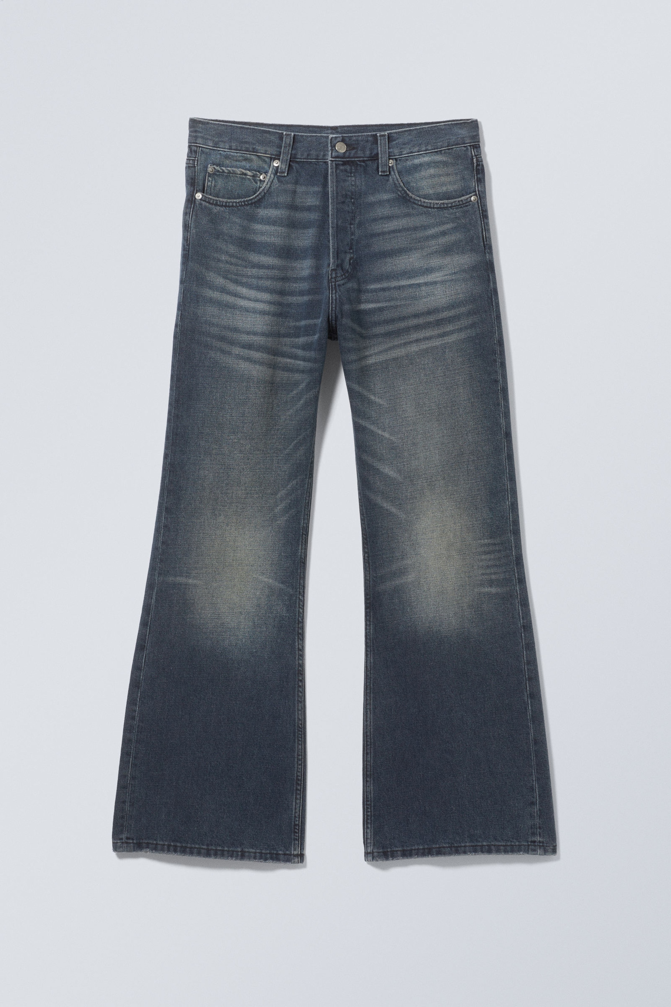 Deep Ocean Blue - Dark Blue - Time Loose Bootcut Leg Jeans - 2