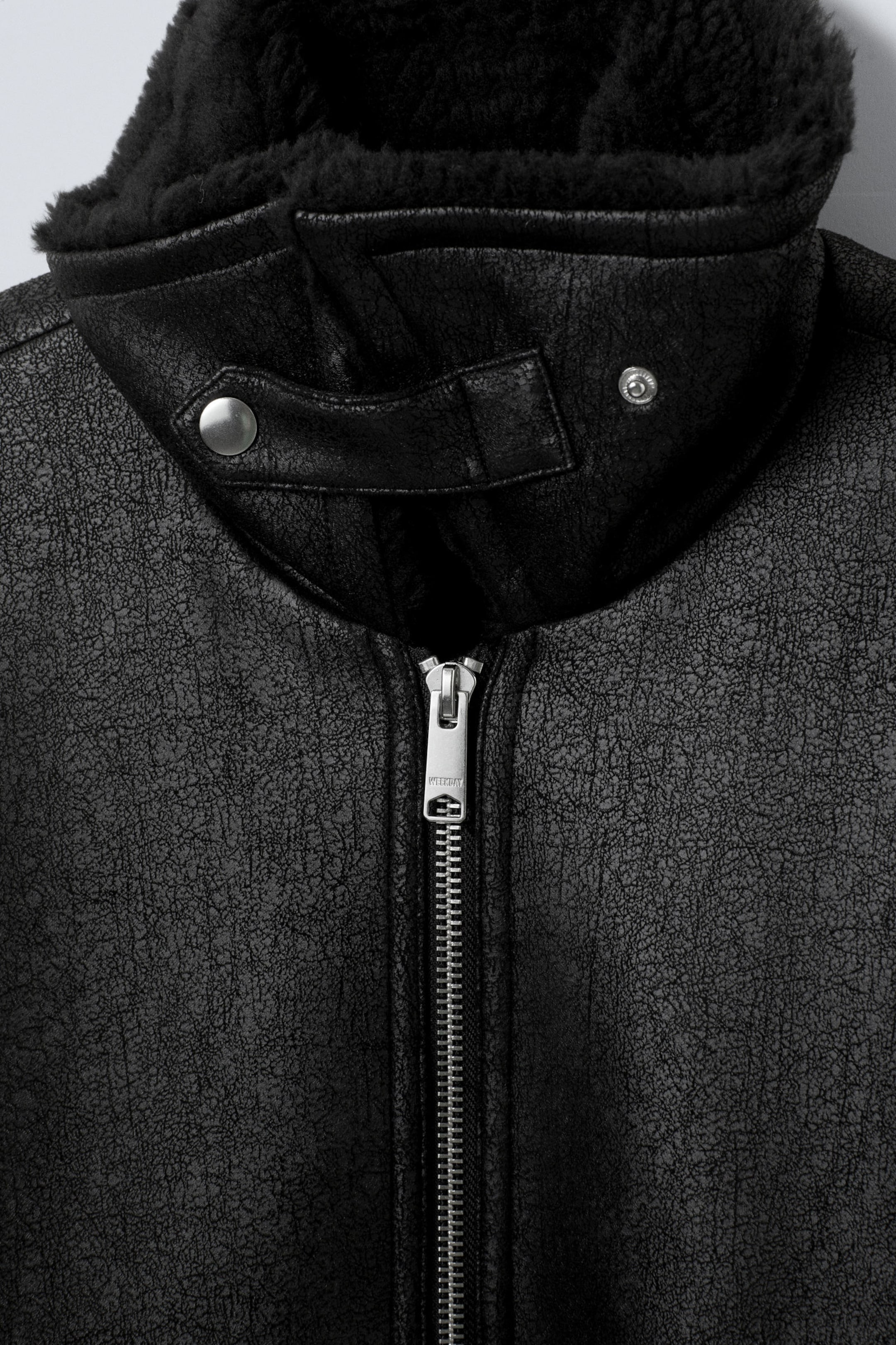 Black Faux Suede - Sim Shearling Jacket - 1