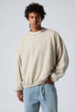 Washed Dusty Beige - Long-Sleeved Oversized Slouchy Sweatshirt - 0