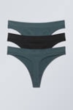 Teal Black - 3-pack Cat Soft Thong - 1