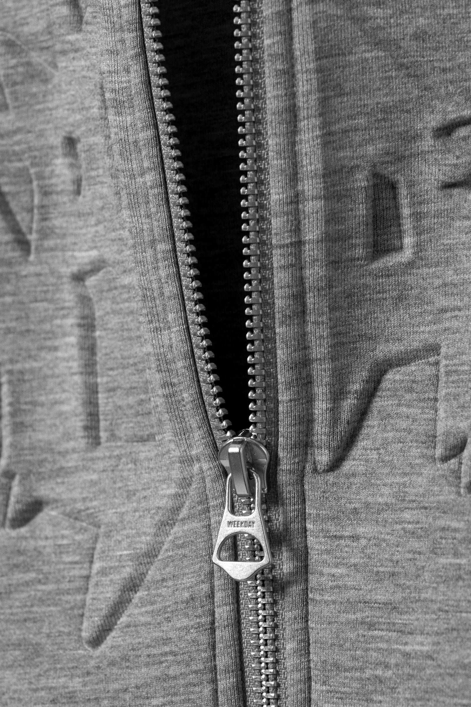 simon graphic scuba zip hoodie - Grey Melange - Stardust