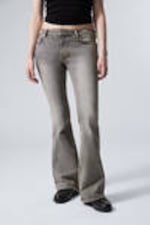 Canyon Grey - Medium Grey - Flame Low Rise Slim Flared Leg Jeans - 1