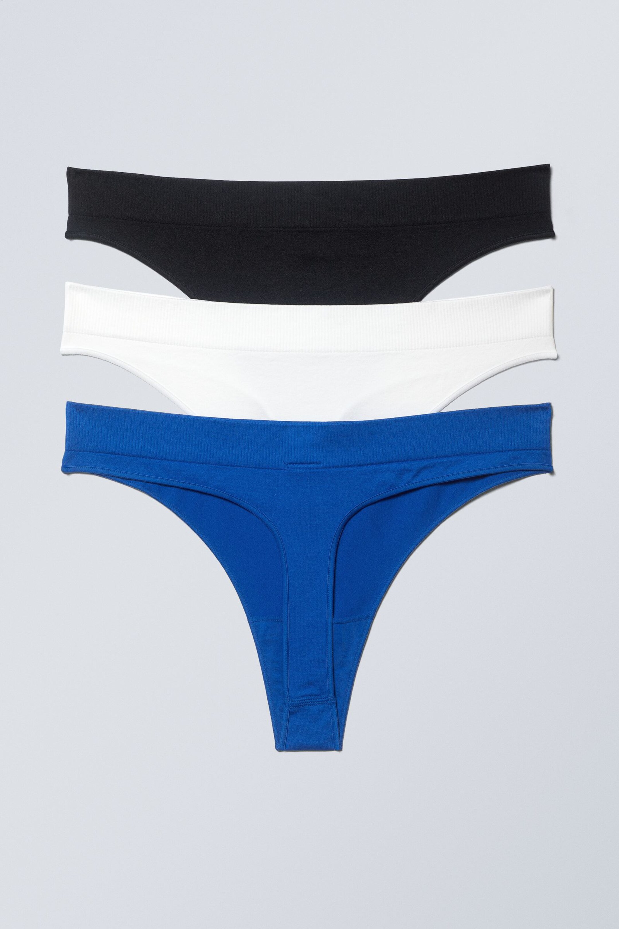 Black White Blue - 3-pack Cat Soft Thong - 1