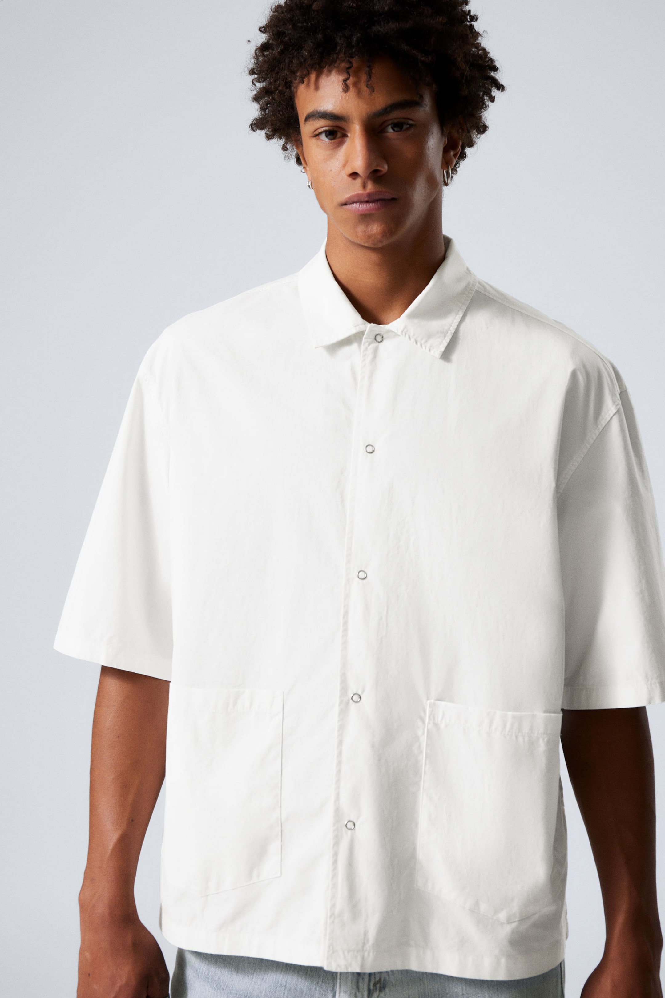 Dusty White - Relaxed Short Sleeve Cotton Shirt - 1