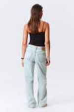 Snow Blue - Light Blue - Ample Low Rise Loose Wide Leg Jeans - 4