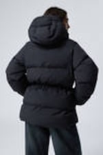 Dark Blue - Waisted Puffer Jacket - 3