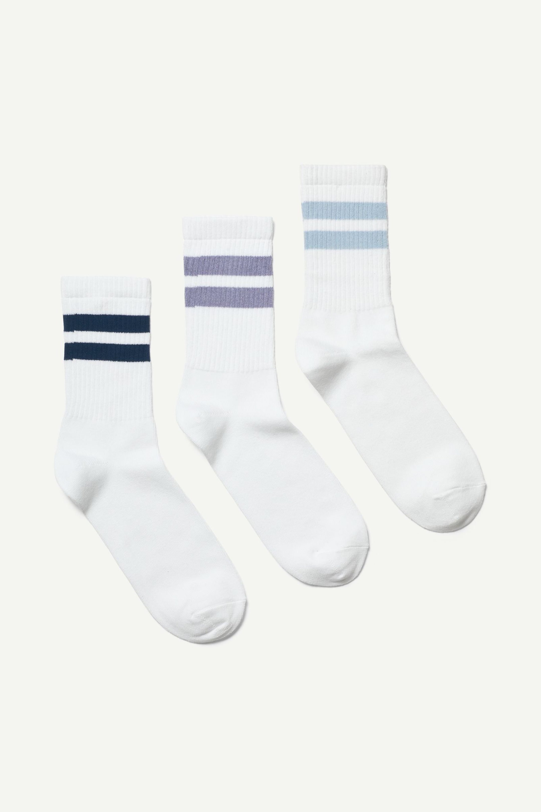 White multi stripe - 3-pack Striped Sport Socks - 0