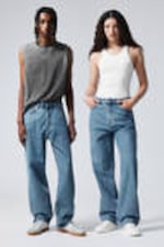 90s Blue - Mittelblau - Galaxy Loose Straight Leg Jeans - 0