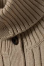 Dusty Beige - Slim Knitted Turtleneck Cardigan - 4